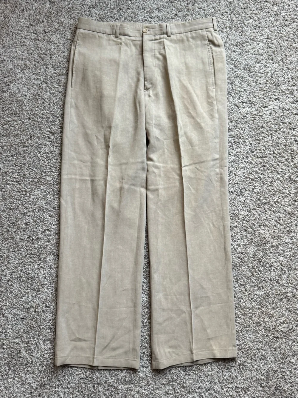 Armani Collezioni Mens 34x30 Beige Linen Blend Dress Pants Trousers Italy Luxury